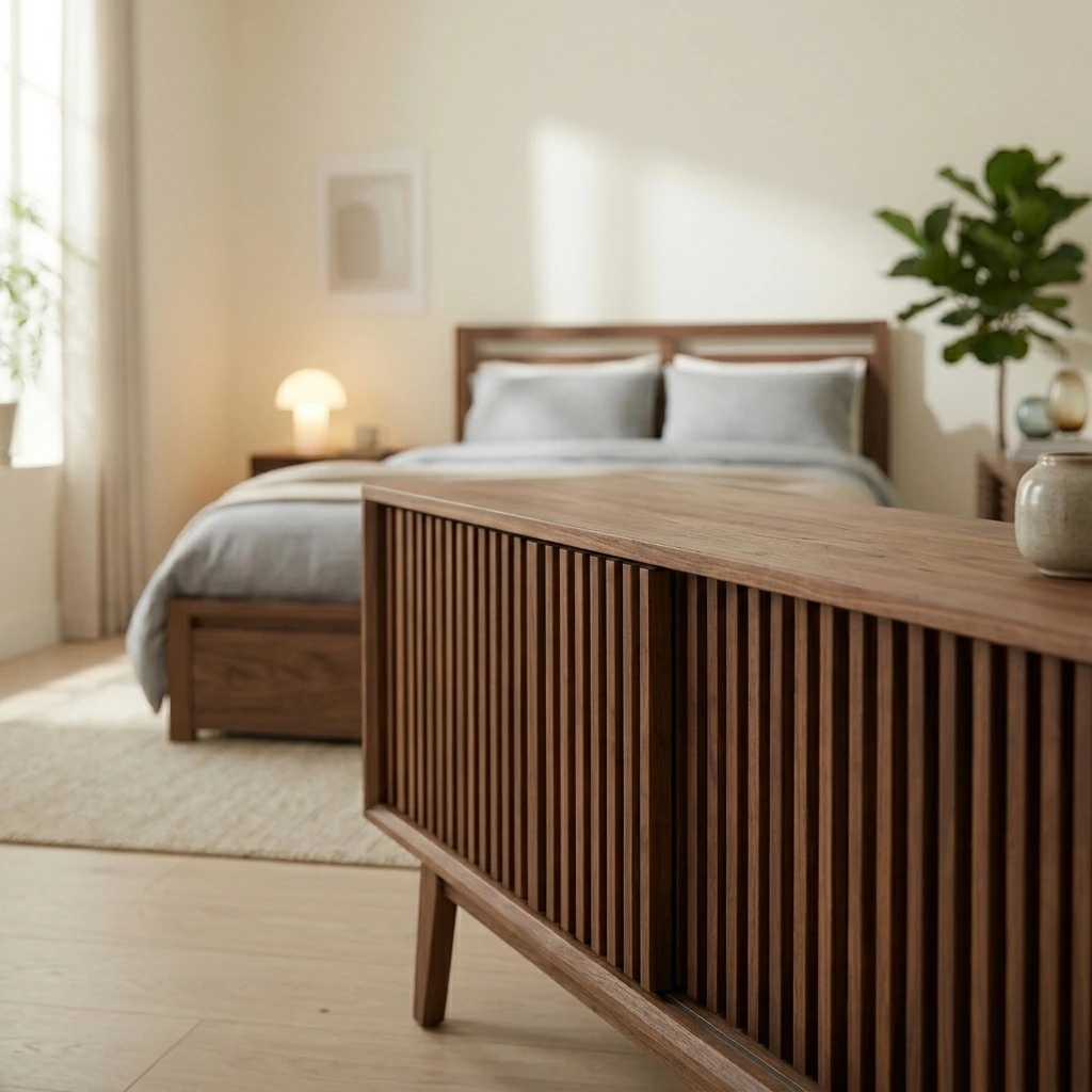 Minimalist Chill Space — Modway Render Mid-Century Modern Low Profile 59 Inch TV Stand in Walnut