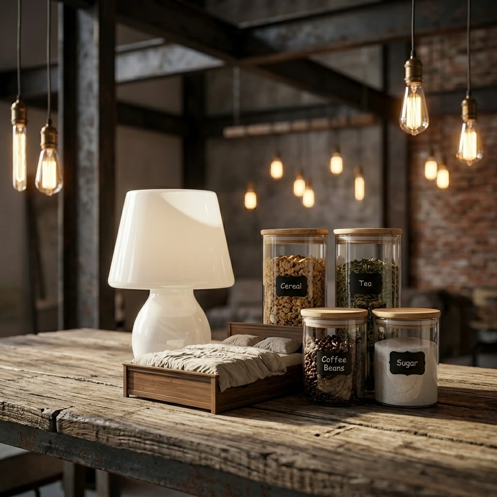 Industrial Living Room — ONEWISH Mushroom Lamp Small Bedside Table Lamp-Nightstand Nightlight Dimmable Stepless, Translucent Glass White Desk Lamp for Bedroom Dorm Living Kitchen, Murano Style Aesthetic Cute Home Decor