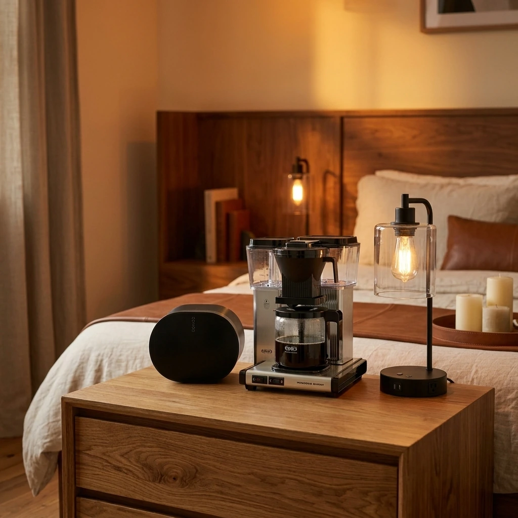 Cozy Wood Bedroom — Sonos Era 300 - Black - Wireless, Alexa Enabled Smart Speaker with Dolby Atmos.